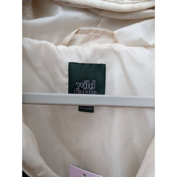 Wild Fable Puffer‎ Coat Hooded Winter Jacket Quilted Zip Up Medium Ivory Short - Picture 4 of 10